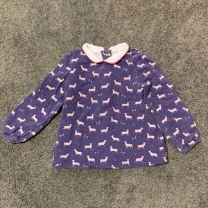 Mini Boden Peter Pan collar deer floral shirt 2T